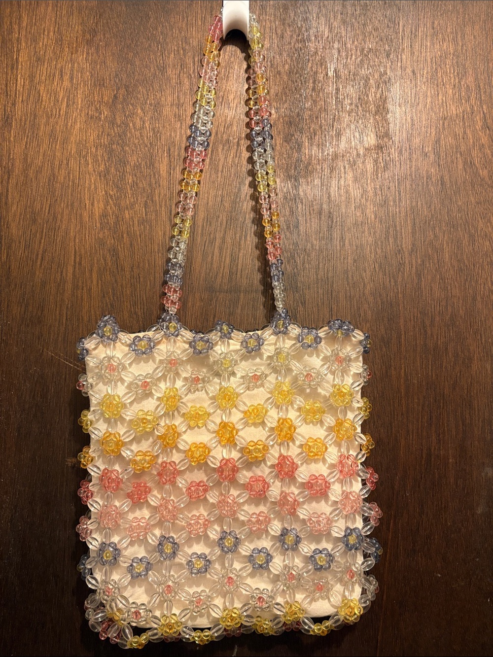 Cynthia Rowley rainbow beaded Daisy flower toe bag